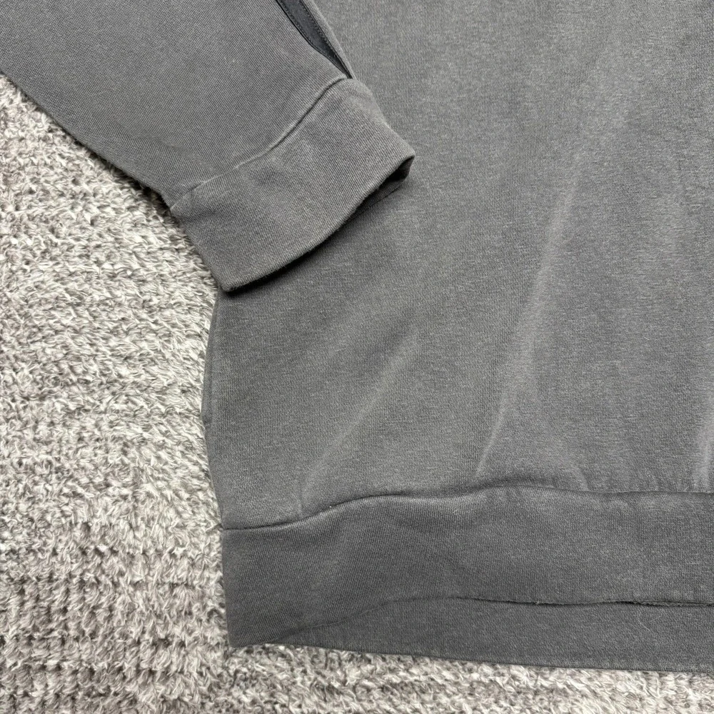 Adidas Mens Hoodie Size L Gray Pullover Sweatshirt Spell Out Logo 3‎ Stripe